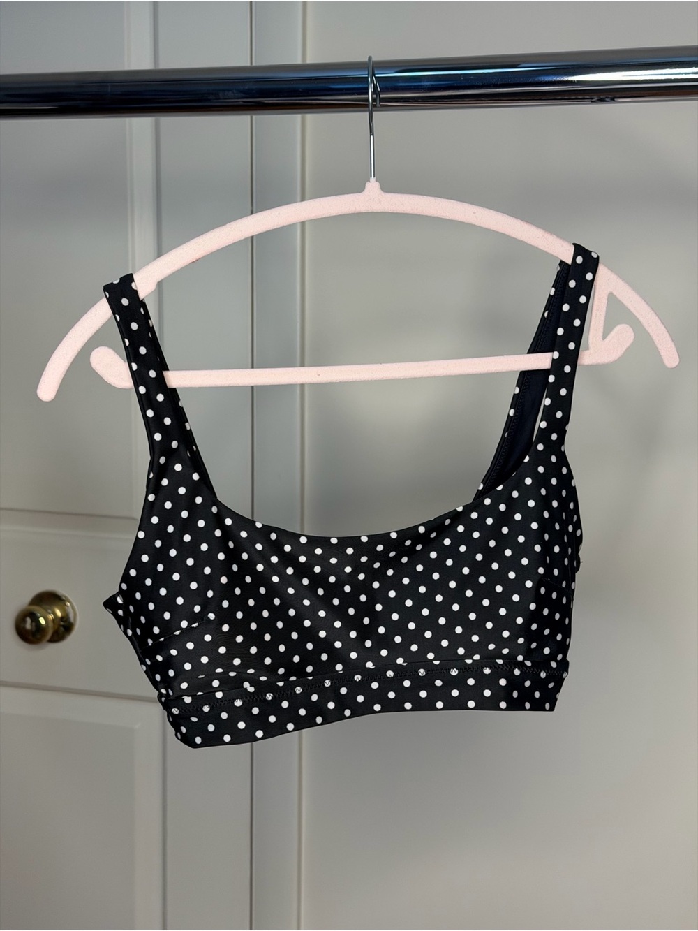 aerie Black & White Polka Dot Scoop Bikini Top
